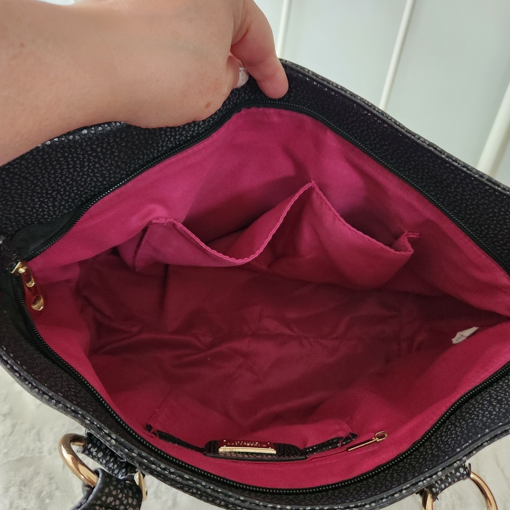 Michael Kors Black Pebbled Leather Satchel with Gold Hardware 22 Inch Straps - Picture 11 of 13